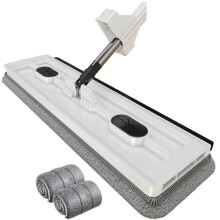 Large Flat Mop and Bucket System, Hands-Free Squeeze Mops with 360 Free Rotating Head, Adjustable Long Handle Stainless Steel Mop for Floor and