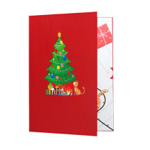 3D Festival Greeting Card Paper Cut Art Featuring Cats Tree
