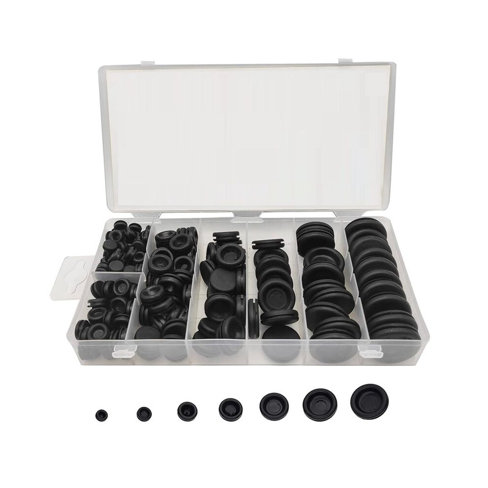 200Pcs 7Sizes Rubber Grommet Assortment Kit,Firewall Hole Plug Set Electrical Wire Gasket Solid Hole Plug Assortment Set 6131667568627