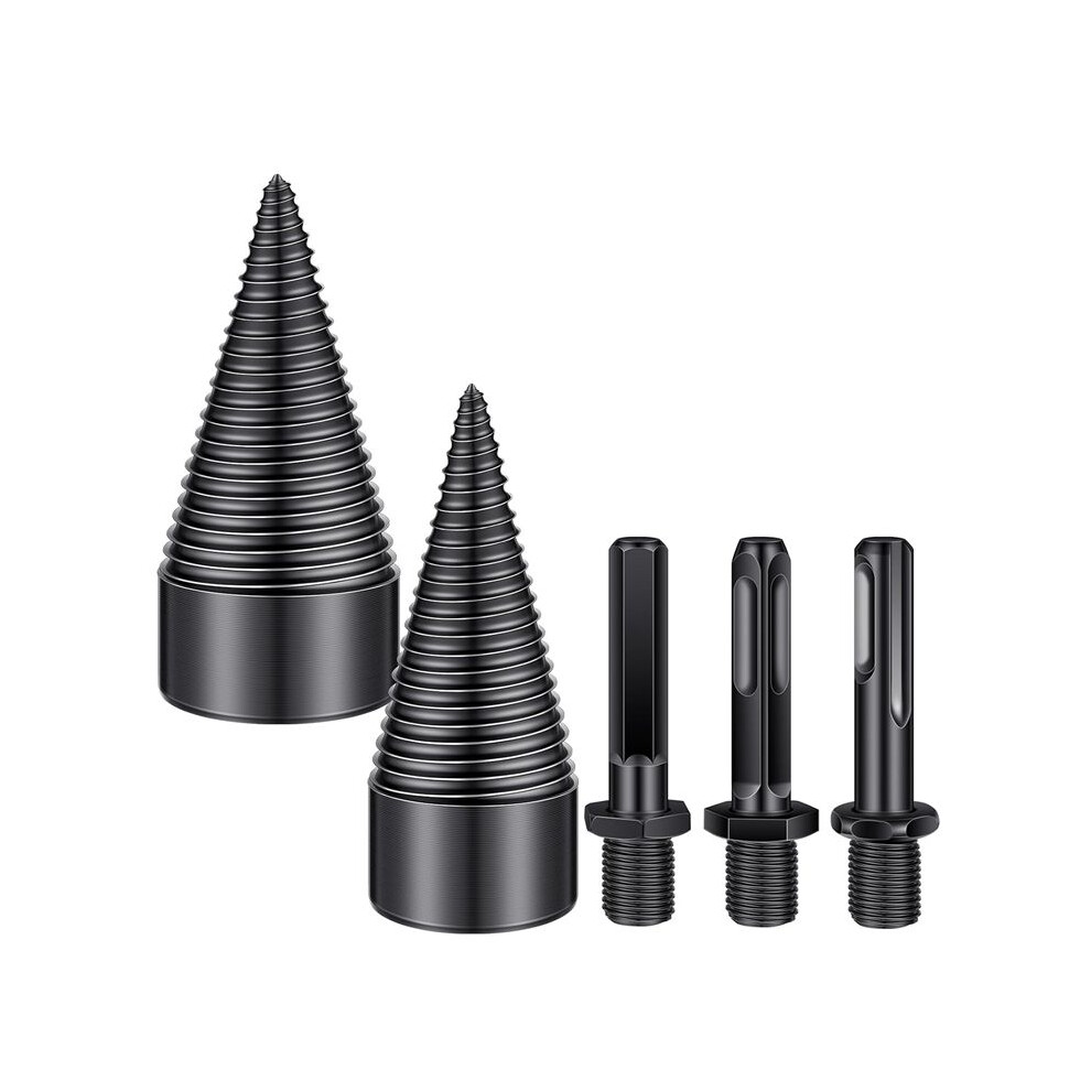 5 Pcs Firewood Log Splitter Drill Bit,Removable Splitter Drill Bits, Screw Cones Kindling Splitter, Splitting Drill Bit 4714008719005