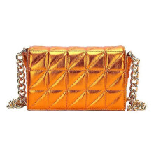 (Orange Shoulder bag) Handbag Fashion Woman Bags Quilted Shoulder Bags For Women Shiny Gold Handbag Metal Chain Small Single Shoulder Bag