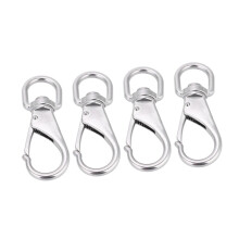 Pack of 4 Swivel Buckle Fishing Accessories Key Ring Clip Snap Hook Stainless Steel 304 Silver