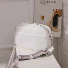 (White) Handbag Wide Strap Women Crossbody Bags Solid Classic Ladies Handbags Luxury Square Women Bags Shoulder Crossbody Sling Bags For Femele