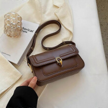 (20cmx12cmx5cm, Coffee) Handbag Vintage Small PU Leather Armpit Bags for Women Hit Trend Female Branded Trending Crossbody Bag Underarm Handbag