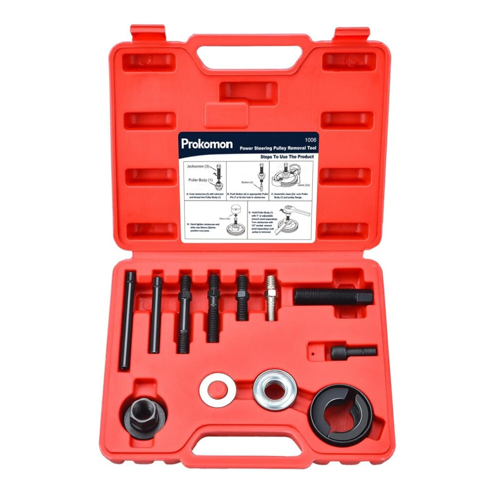 Power Steering Pulley Puller Installer Kit For Water Pump; Vacuum Pump Pulleys Installation Remover On Most Engines 9412369522481