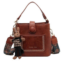 (Brown Sugar) Handbag Sell Vintage Simple Small PU Leather Bucket Crossbody Bag for Women Designer Fashion Lady Luxury Black Shoulder Handbag
