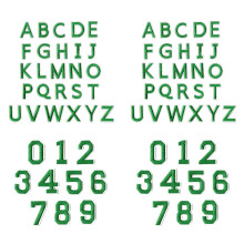 72 Embroidered Fabric Letter Number Sewing On Appliques-Green