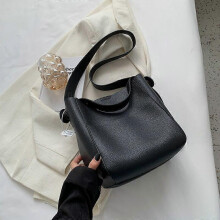 (25cmx25cmx14cm, black) Handbag Bucket Shoulder Side Bags for Women Female Designers Trend Small Leather Crossbody Bag Handbags and Purses