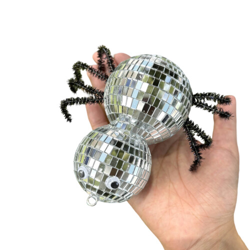 Glittering Spiders Disco Ball Decoration For Halloween-style B
