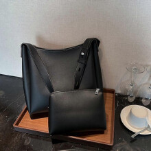 (black) Handbag women handbag 2 piece/set large capacity shoulder bags high quality PU leather bags ladies wild bags sac a main femme