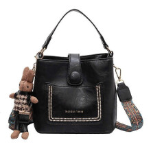 (black) Handbag Sell Vintage Simple Small PU Leather Bucket Crossbody Bag for Women Designer Fashion Lady Luxury Black Shoulder Handbag