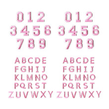 72Pieces Embroidered Fabric Letter Number Patches Sewing-Pink