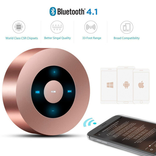 Συμπαγές μίνι ηχείο Bluetooth, ασύρματα φορητά ηχεία με χειριστήρια αφής LED, πλούσιο 2