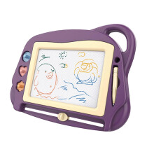 (As show, One size) Magnetic Drawing Board Large Area Safe Plastic 3 Stamps Easy to Erase Kids Drawing Pad for Doodle Writing Painting Purple
