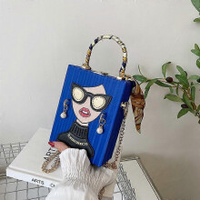 (17x13x5cm, Blue) Handbag Evening Bags for Women Fashionable Leather Shoulder Bags Woman Hard High Quality Hip Hop Party Luxury Designer Handbags