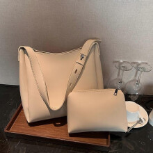 (beige) Handbag women handbag 2 piece/set large capacity shoulder bags high quality PU leather bags ladies wild bags sac a main femme