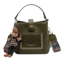 (green) Handbag Sell Vintage Simple Small PU Leather Bucket Crossbody Bag for Women Designer Fashion Lady Luxury Black Shoulder Handbag