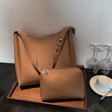 (brown) Handbag women handbag 2 piece/set large capacity shoulder bags high quality PU leather bags ladies wild bags sac a main femme