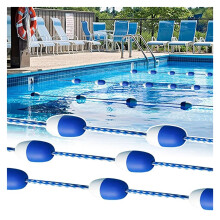 Pool line, commercial pool divider rope with hooks, floating pool rope with buoys (27.7m/91ft) 27.7m/91ft Blue