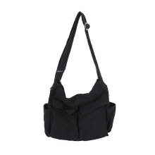 (Large Capacity Bag,Black)Handbag Large Capacity Canvas Shoulder Bags Solid Soft Denim Leisure Or Travel Bag for Women Fashion Fatchels Winter Package