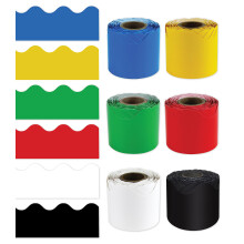 Carson Dellosa 6 Rolls of 216 Ft Scalloped Bulletin Board Borders, Primary Colors