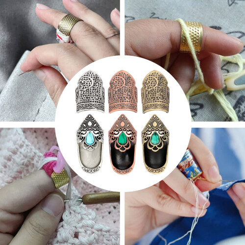 2Pcs Antique Metal Thimble Finger Tip Protector For-    C 2
