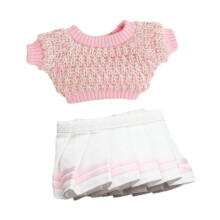 (10cm-12cm, pink skirt set) Dolls Sweater and Short Skirt Suit Dress up Handmade Clothing for 17cm Dolls pink skirt set