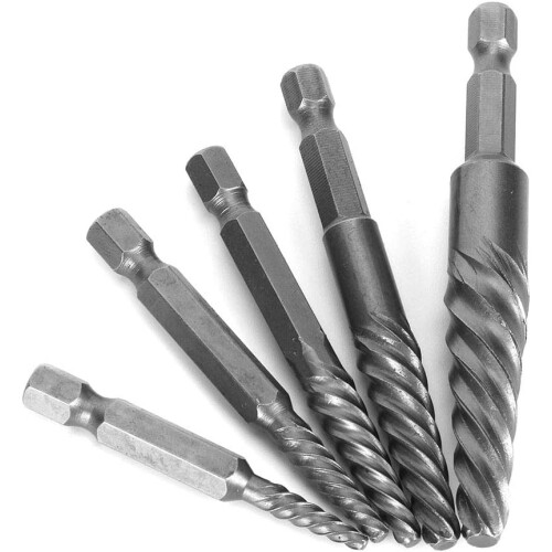 Screw extraction set, bolt extraction kit, extractor, handle, electric removal tool 5pcs 2