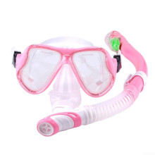 Adult Snorkel Set Made of Silicone and Tempered Glass for Water Activities rose