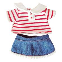(multi, red stripe) Doll T Shirt+Denim Skirt for 20cm Pendant Cotton Dolls Girls Dolls Baby Doll red stripe