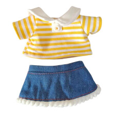 (multi, yellow stripe) Doll T Shirt+Denim Skirt for 20cm Pendant Cotton Dolls Girls Dolls Baby Doll red stripe