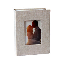 Mini-fotoboek met linnen omslag, fotoalbum 4x6-Beige 6 inch 100