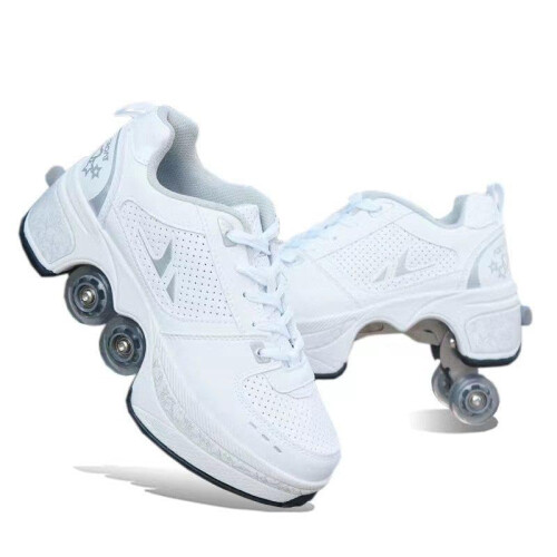Roller Skate Shoes with Wheels, Adjustable, White 33EU