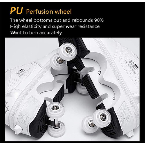 Roller Skate Shoes with Wheels, Adjustable, White 33EU 2