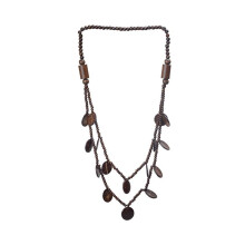 Handmade Necklace with Coconut Shell Charms Lightweight Wooden Beaded Choker
