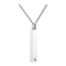 Cremation Urn Necklace Sealing Inlaid Rhinestone Container for Pet Ash Argent