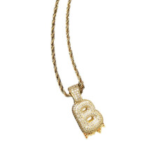 (Chain Length 60cm, B) Hip Hop Necklace Bubble Letter Necklace Anniversary Twist Chain Necklace Men Party Rhinestone Pendant Necklace Charm Necklace