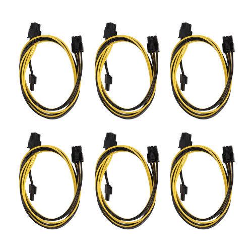6Pcs GPU Power Kabel PCIE 6Pin zu 8Pin Stecker auf 1