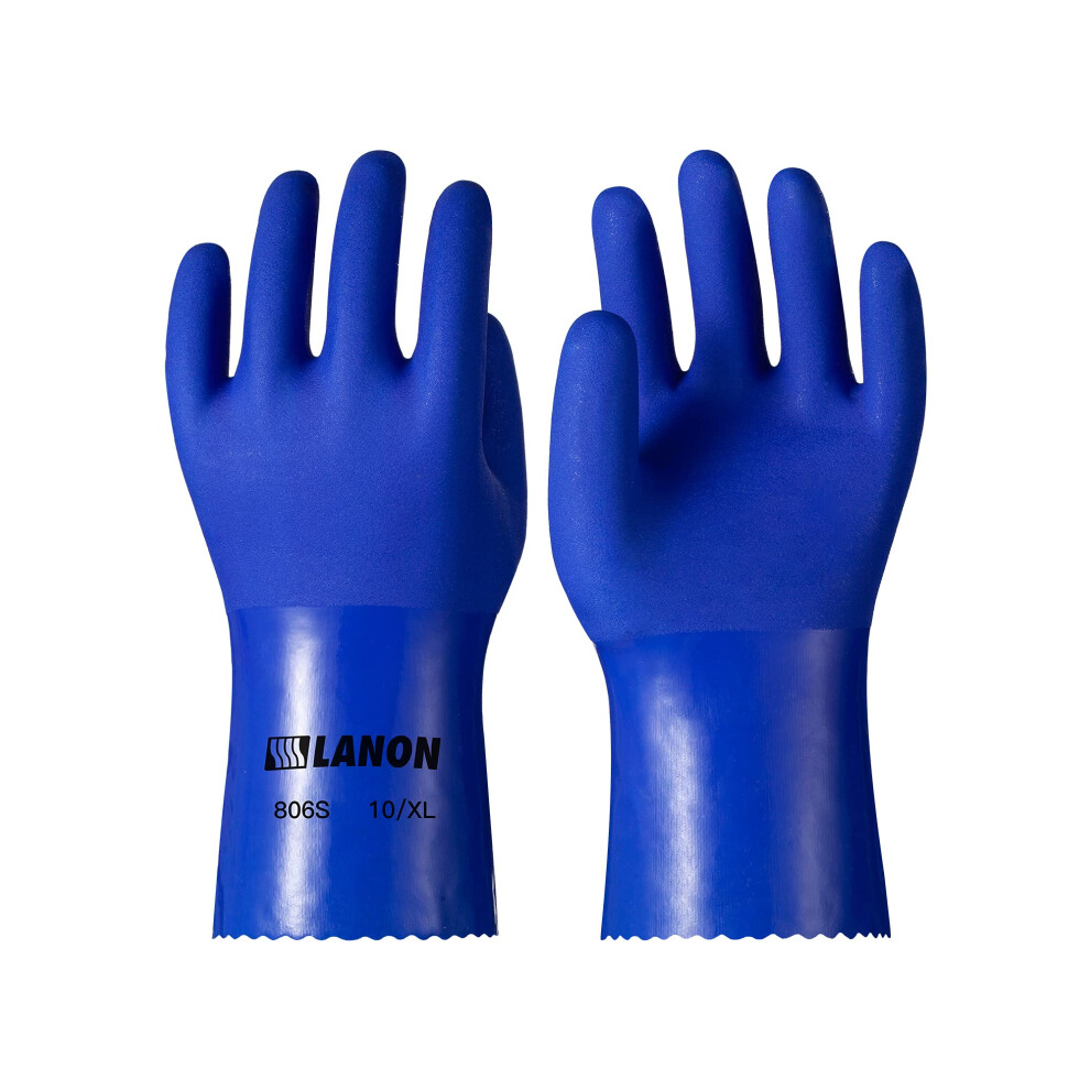 Lanon 6 Pairs Pvc Chemical Resistant Gloves, Heavyduty Rubber Gloves, Acid, Alkali And Oil Protection, Nonslip, Xxl 9189345732089