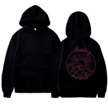 (XXXL, black) Women's Fleece Hooded Sweatshirt Solid Color Slogan Print Long Sleeve Sweatshirt Top