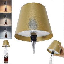 (Gold) Wireless Bottle Lamp, 3 Color Rechargeable Wine Bottle Lights for Bars Restaurants