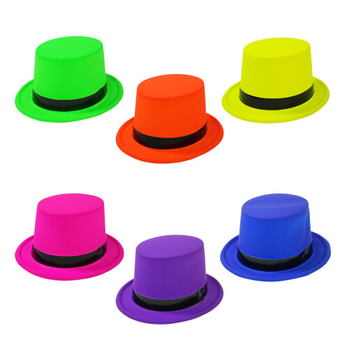 Chapeau haut de forme avec ruban noir Fluorescent,-vert fluo 1
