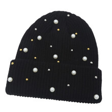 Chapeau d'embellissement de perles pour femmes, chapeau-Noir