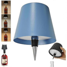(Blue) Wireless Bottle Lamp, 3 Color Rechargeable Wine Bottle Lights for Bars Restaurants