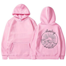 (XL, Pink) Women's Fleece Hooded Sweatshirt Solid Color Slogan Print Long Sleeve Sweatshirt Top