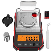 Fine Scale 0.001G, Digital Milligram Scale 50G / 0.001G, Digital Pocket Scale with LCD Display, Lab Digital Scale,Red