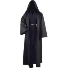 (4X-Large, Black) Jedi Costume for Adults - Luke Skywalker Tunic Robe with Hood for Halloween Cosplay (3 Versions)
