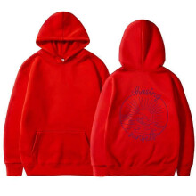 (XL, red) Women's Fleece Hooded Sweatshirt Solid Color Slogan Print Long Sleeve Sweatshirt Top
