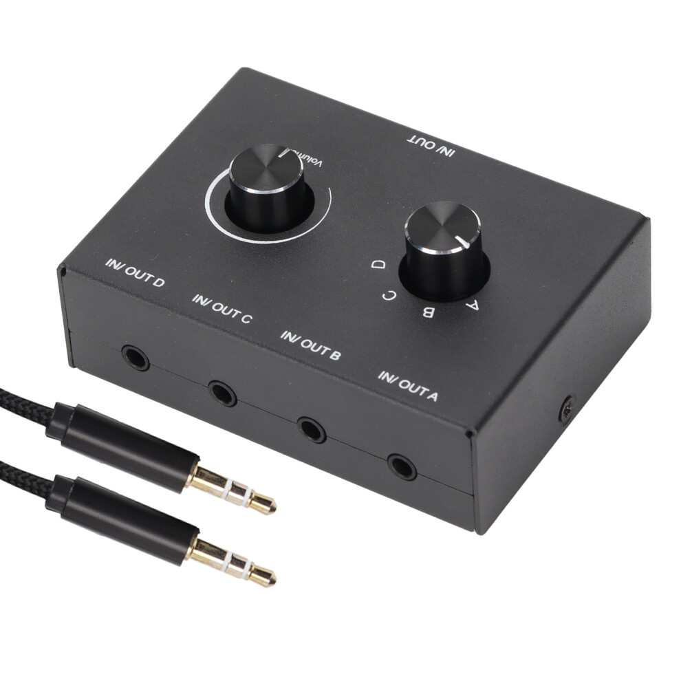 Aux Switch Box For 3.5Mm Audio Devices, Bi Directional Audio Switcher With 4 Ports 1 In 4 Out 4 In 1 Out Passive Selector, Audio Selector For Headphon 9416038821332