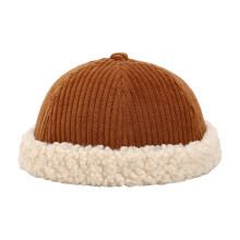 Chapeau chaud en peluche sans bords, garniture en-marron clair